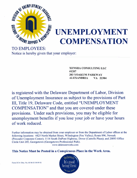 Delaware Unemployment Notice